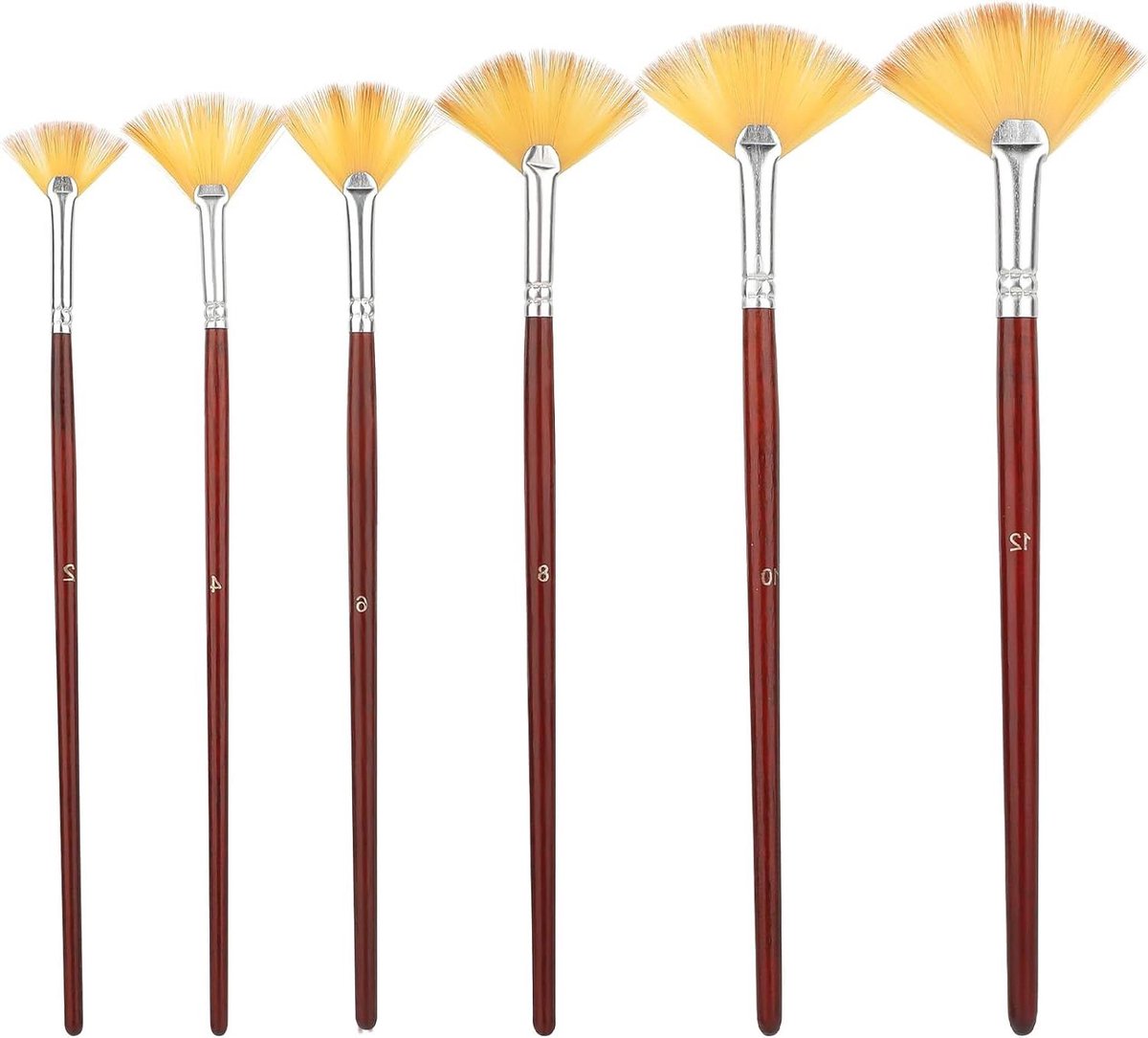 Allecto Plus - 6 stuks professionele schilderpenselen voor acrylverf - Nylon haar - Doe-het-zelf handwerk - Lange houten handgreep - Aquarel & olie schilderen