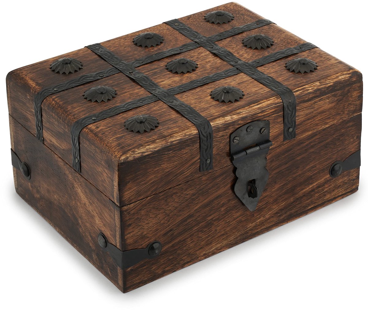 Ibenzoa® Handgemaakte Houten Sieradendoos met Vintage Schelpstrepen en Veelzijdige Opbergmogelijkheden