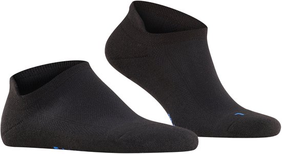 Zwarte sneakersokken van functioneel materiaal, zijaanzicht.