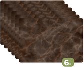 Napperons - 6 pièces - 45x30 cm - Set de table en plastique - Marbre marron - Bio - Natuursteen - Dessous de Assiettes - Décoration de table - Accessoires de décoration de table de Cuisine - Dessous de verre en Vinyl - Décoration de table