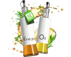 Kadax Dispenser voor vloeibare specerijen, glazen fles met stalen elementen, glazen dispenser voor olie, azijn, vinaigrette, oliereservoir, olijfoliedispenser