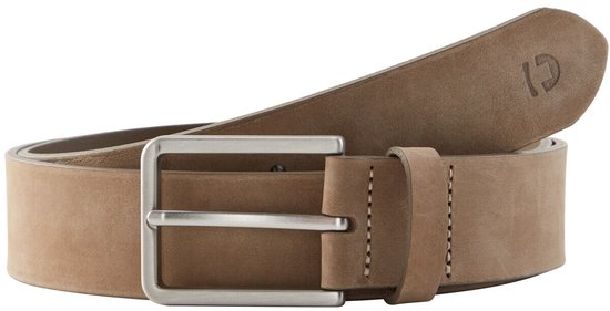 Tom Tailor Denim - Lederen riem met vierkante gesp - Maat 110 - beige