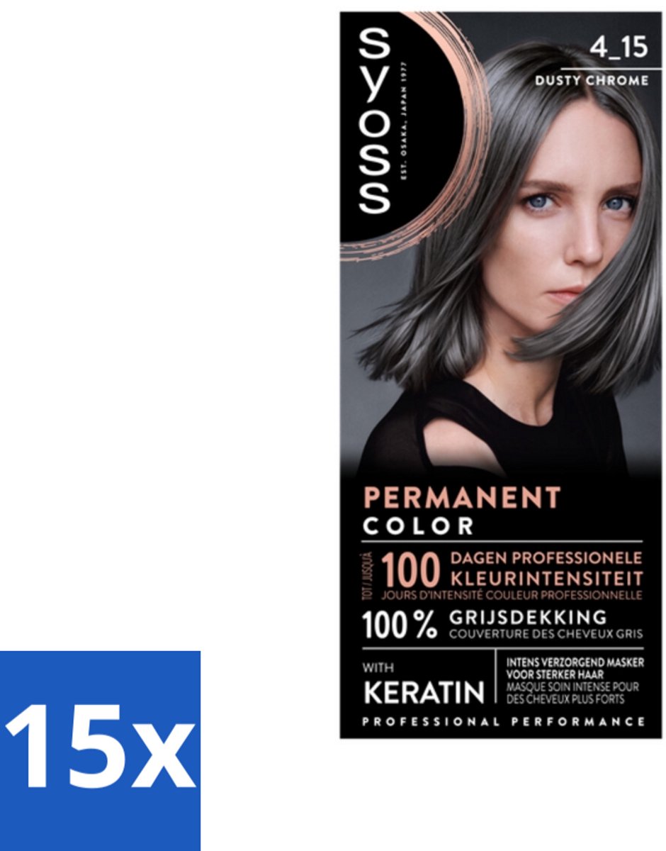 SYOSS - Coloration 4-15 Dusty Chrome - Haarverf - Grijsdekking - Vermindert Haarbreuk - Bulkverpakking - 15 stuks