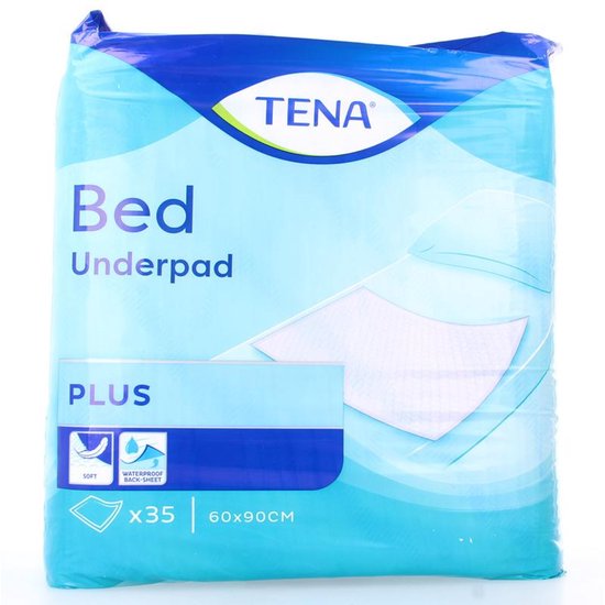 TENA Bed Underpad Plus verpakking met 35 stuks van 60x90cm.