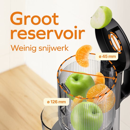 KitchenBrothers Slowjuicer - Verticaal - Juicer - Groenten en Fruitpers - 126 mm - 750 ml - Grijs van KitchenBrothers — afbeelding 4