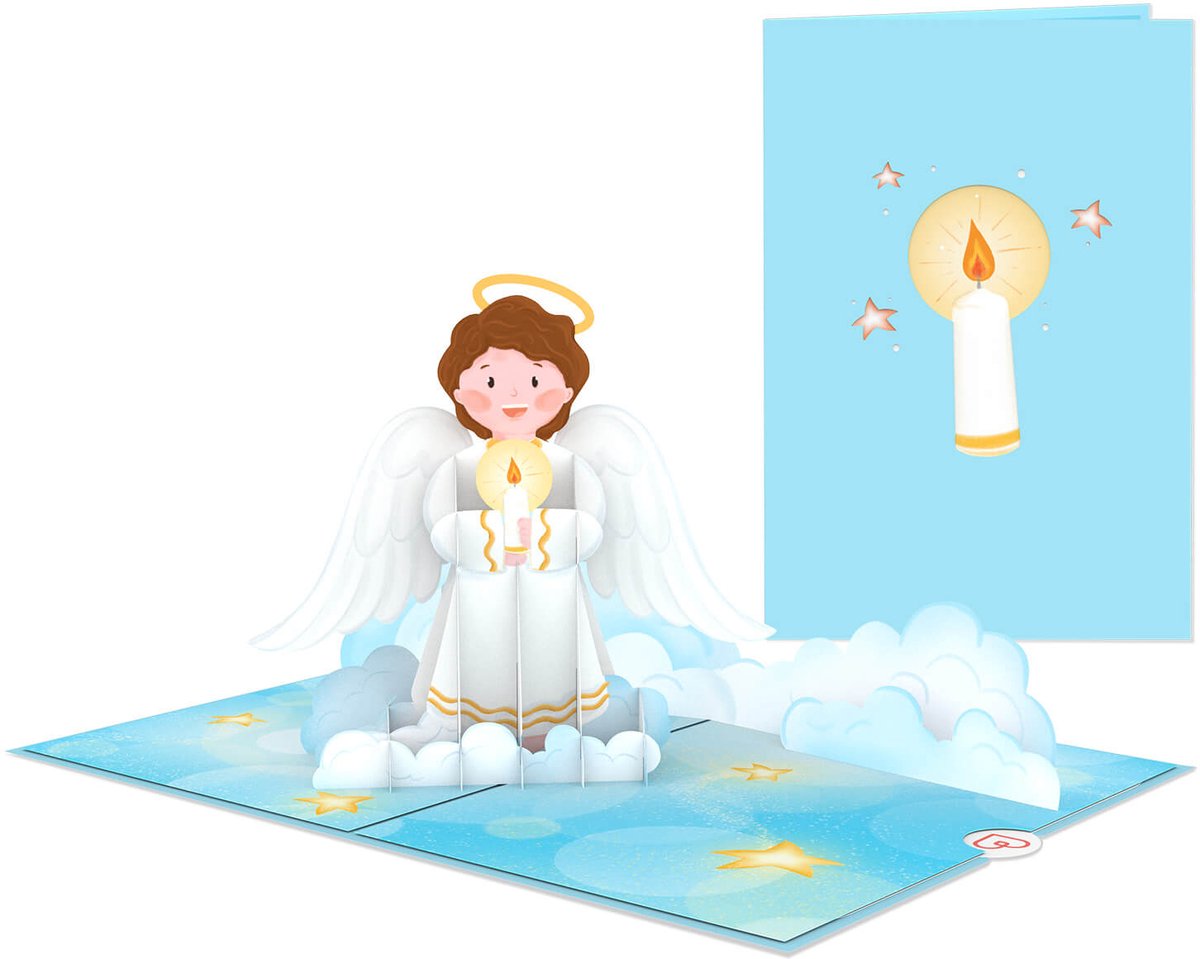 papercrush® Pop-up kaart- Beschermengel -3d engel-vleugels-wenskaart-kaarsje-diverse gelegenheden