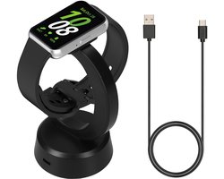 kwmobile sporthorloge laadstation geschikt voor Samsung Galaxy Fit 3 / Honor Watch Fit / Oppo Band 2 oplader - Smartwatch lader en houder - Met magneet en 100 cm kabel in zwart