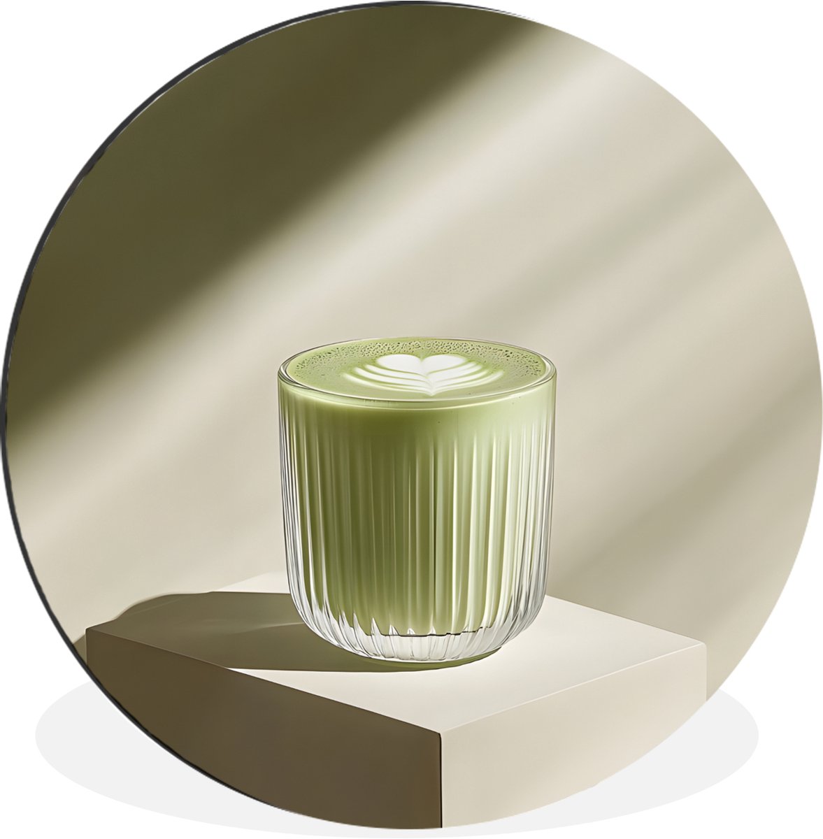 WallCircle Wandcirkel - Muurcirkel - Matcha - Glas - Groen - Minimalistisch - Aluminium - Dibond - 140x140 cm - Binnen en Buiten Glas - Matcha