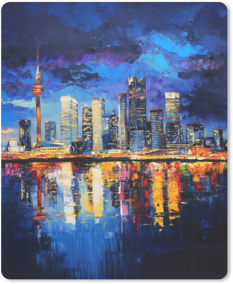 Muismat 19x23 cm - Mousepad Skyline Toronto - Modern - Stadslicht - Blauw - Muismatten