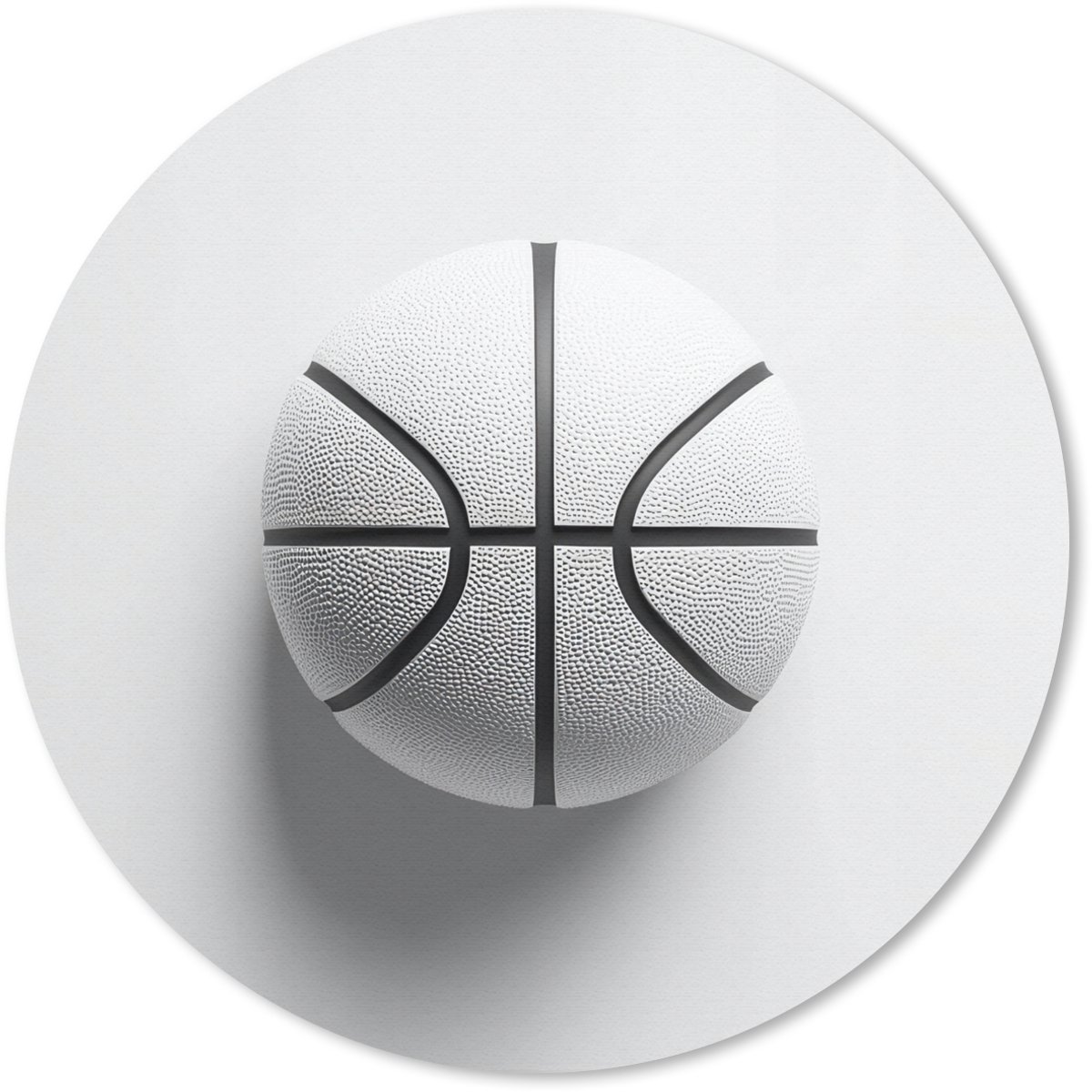 Muismat rond 20x20 cm - Mousepad Basketbal - Wit - Schaduw - Lijnen - Ronde muismatten