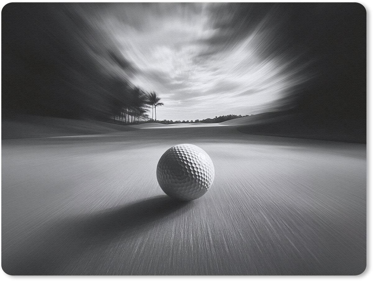 Muismat 23x19 cm - Mousepad Golfbal - Wazig - Zwart - Muismatten