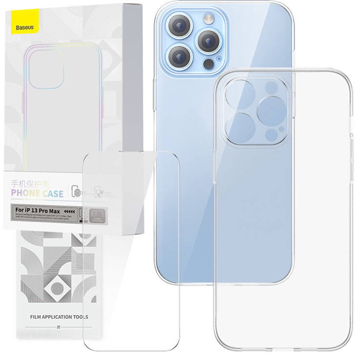 Baseus Transparante Hoes Met Gehard Glas Voor Iphone 13 Pro Max Bescherming