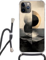 Telefoonhoesje Geschikt voor iPhone 13 Pro Max - Cirkels - Schaduw - Abstract - Siliconen - Crossbody - Backcover met Koord - Telefoonhoesje met koord - Hoesje met touw Telefoonhoesje