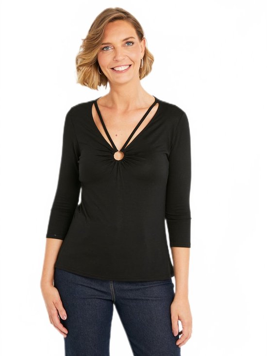 Effen T-shirt met korte V-hals