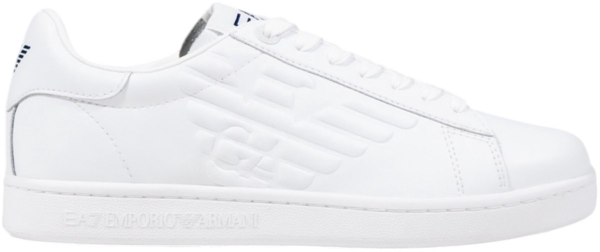 Lace-Up Leather Sneakers with Rubber Sole - White