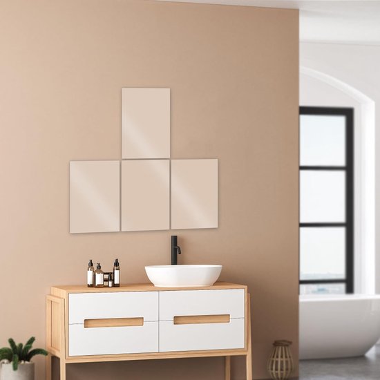 Set van 4 Zelfklevende Spiegel Stickers - 40 x 30 cm - Acrylaat Spiegel - Flexibele Spiegel Vellen voor Muur, School, Thuis, Woonkamer, Badkamer van TS24 — afbeelding 2