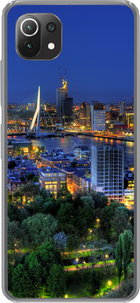 Telefoonhoesje Geschikt voor Xiaomi Mi 11 Lite hoesje - Rotterdam - Nederland - Skyline - Siliconen Telefoonhoesje Telefoonhoesje