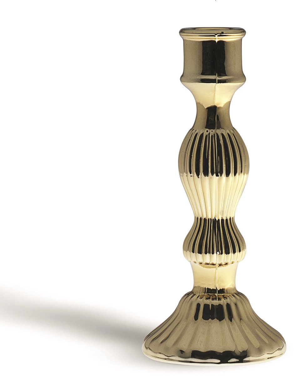 Excelsa Light kaarsenhouder, glas, goud, 8,8 x 8,8 x 20 cm