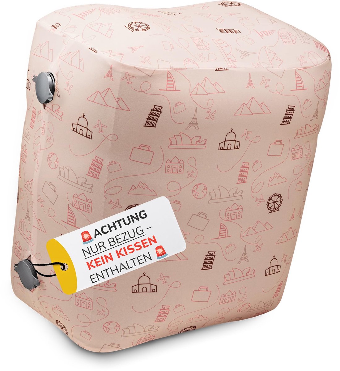 UMBAPA® Voetensteunset voor kinderen – Opblaasbare voetensteun + Dino Blossom-hoes | Voor vliegreizen, auto en trein | Superzacht, wasbaar en compact (Travel Blush, standaard)