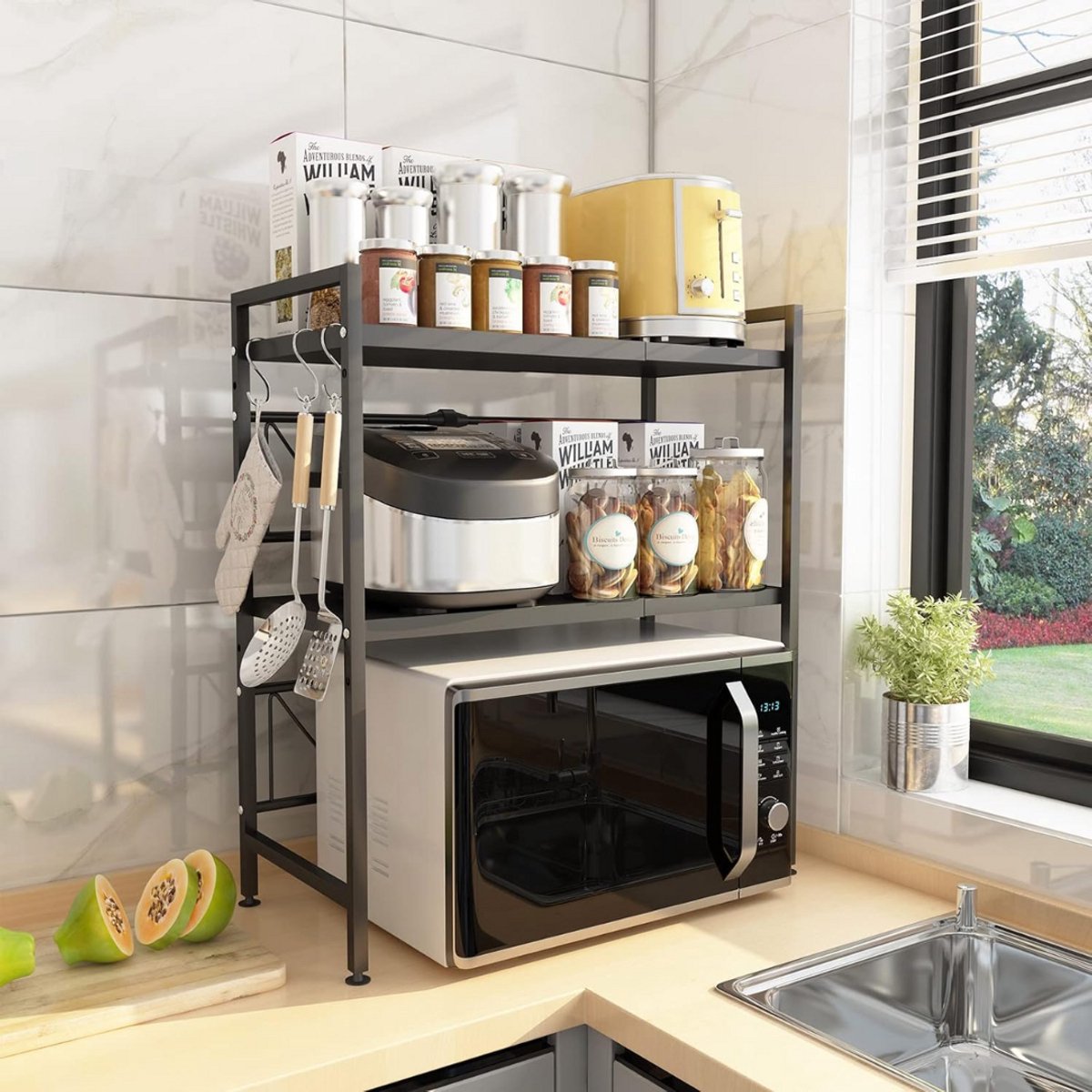 ZRSS® Magnetronkast - Ovenkast Staand - Keukenkast - 2-laags - Zwart