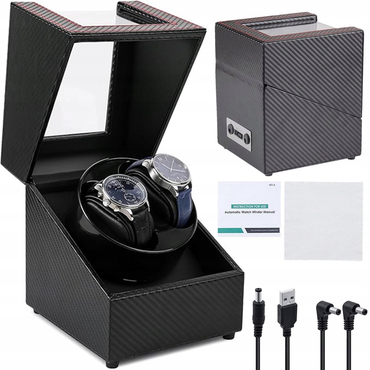 Watch Winder - Automatische Watch Winder - Horloge opwinder - PU leren behuizing - Ultra stil - Meerdere rotatiestanden - Geschikt als Vaderdagcadeau, verjaardagscadeau
