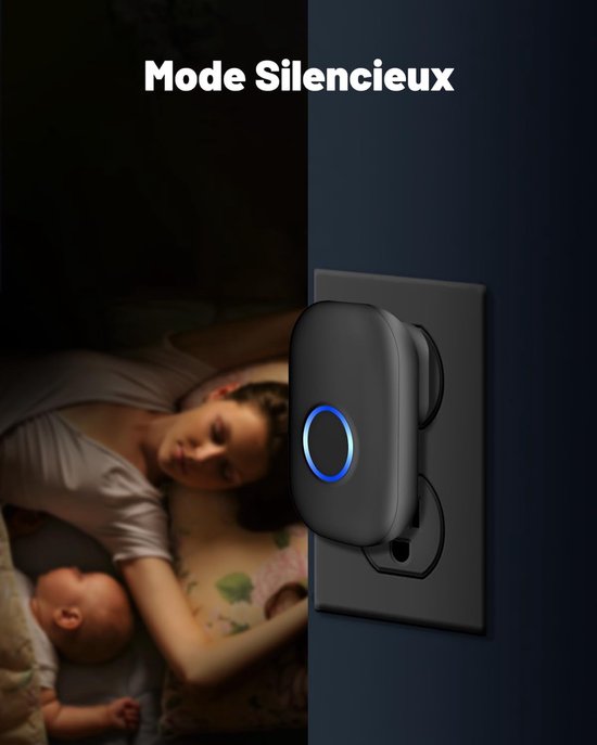 Deurbel - deurbel draadloos - deurbellen - Draadloze deurbel voor buiten - 150m deurbel - IP44 waterdichte elektronische deurbel - deurbelset met plug-in ontvanger - blauwe LED - waterdicht - voor thuis — afbeelding 3