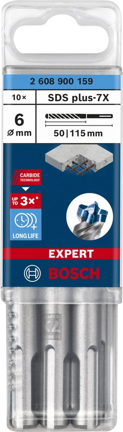 Bosch Accessories EXPERT SDS plus-7X 2608900159 Foret pour marteau-perforateur 10 pièces 6.00 mm Longueur totale 115 mm