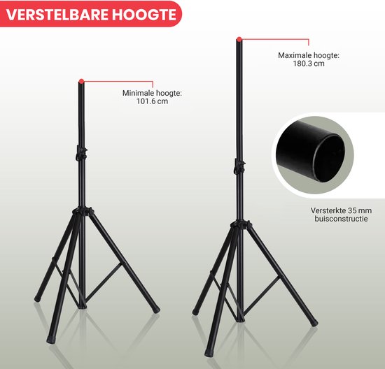 Pyle Luidspreker standaard, Speakerstatief, Monitor Stand met Verstelbare Hoogte Tot 178 cm, Opvouwbare Tripod Stand — afbeelding 3
