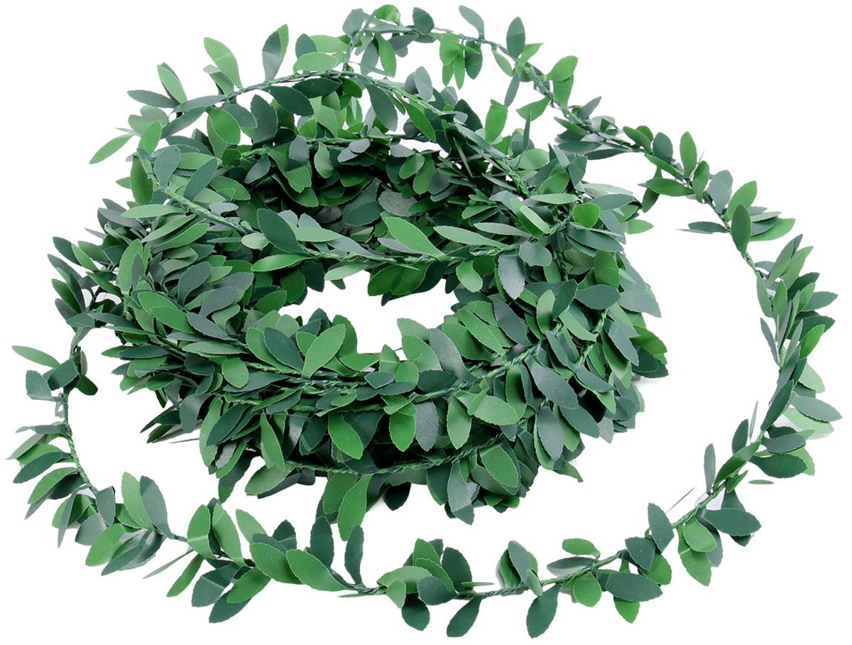 Kunstmatige klimopkrans – groene, natuurlijk ogende bladeren voor bruiloften, feesten, doe-het-zelfdecoratie en meer (2,3 m)