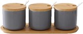 Set de 3 sucriers 260 ml avec couvercle et cuillère pour la maison et la cuisine