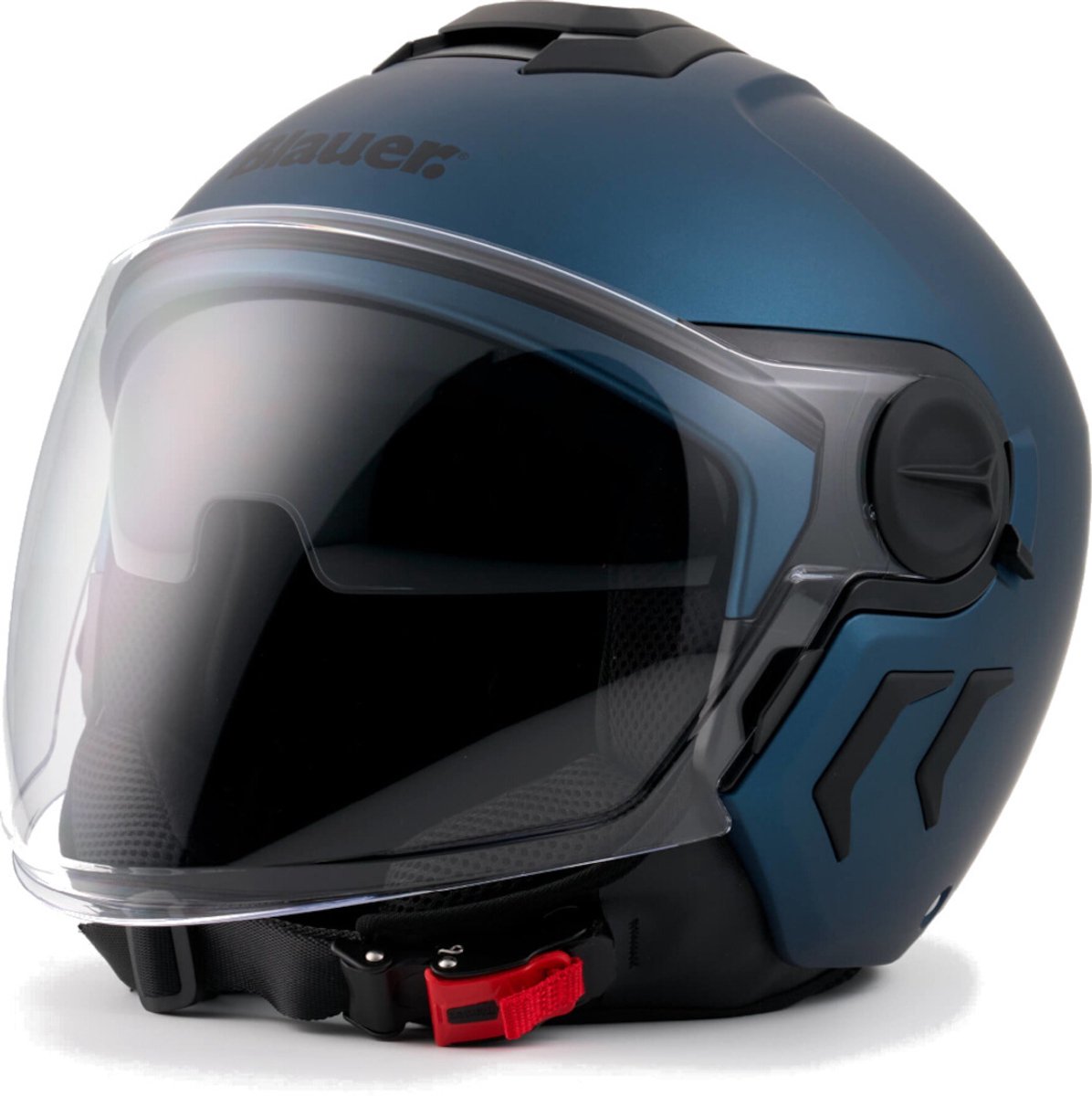 Blauer Demi Jet DJ-01 Monocolor Mat Blauw Jethelm - Maat L - Helm