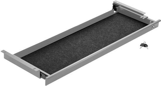 Tiroir à documents en acier CAVO 850 mm gris verrouillable avec entrée de câble Tiroir de bureau pour objets de valeur