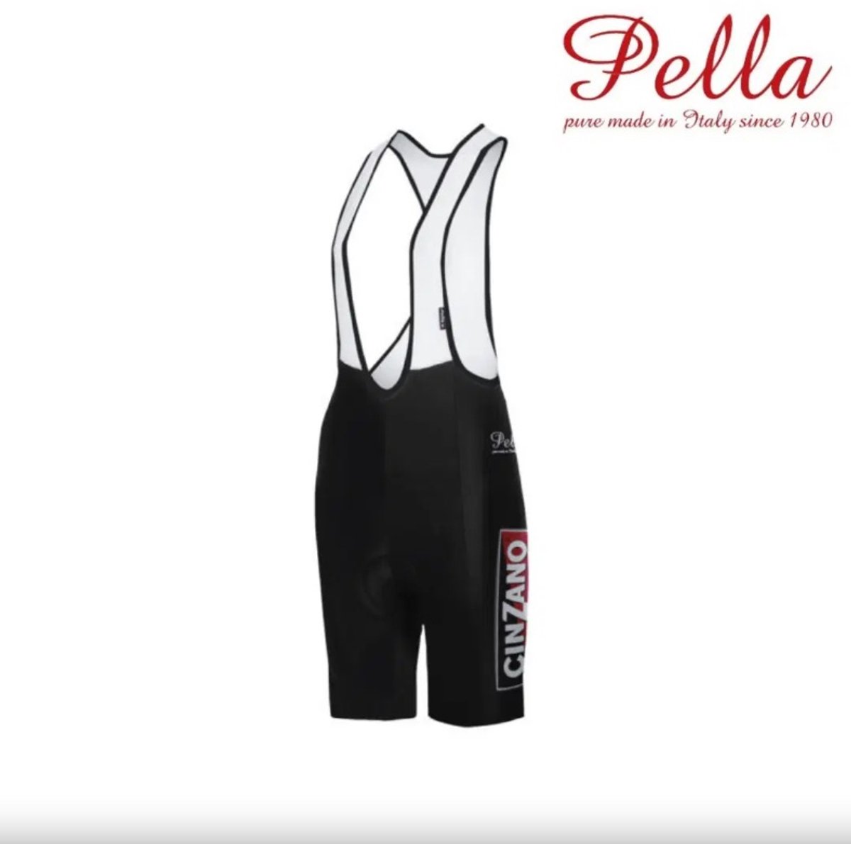 Pella Fietsbroek kort - koersbroek Cinzano Zwart - Rood Unisex Gemaakt in Italië - XXXL