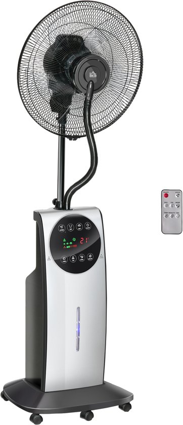Nevelventilator staand zwart 3,1L waterreservoir met muggenfunctie en afstandsbediening HOMCOM