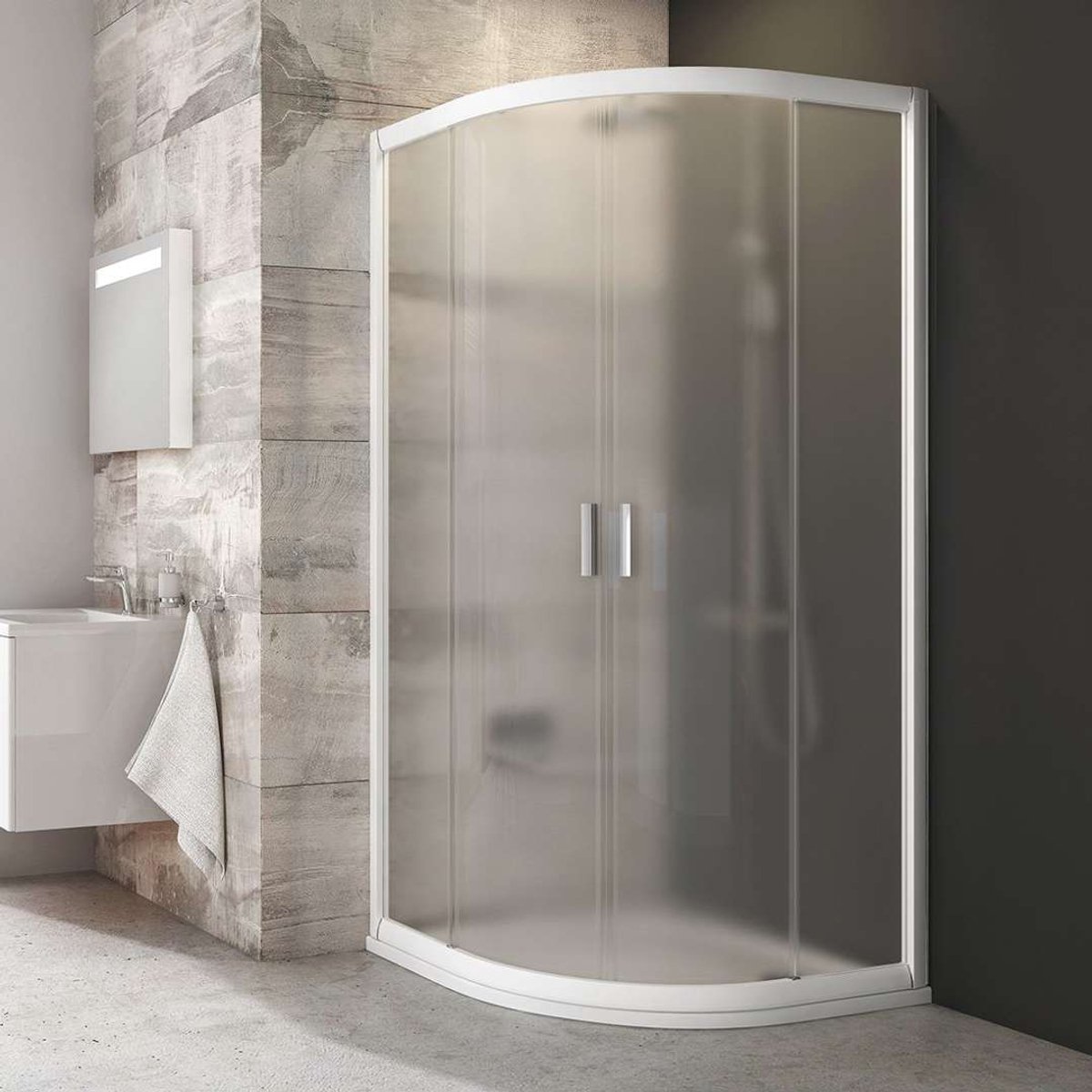 Ravak Blix - Kwart ronde douchehoek vierdelig BLCP4-90, 880-900 mm, wit/glas Grape 3B270100ZG