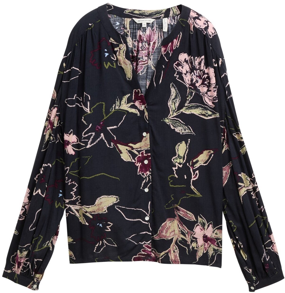 Tom Tailor - Losvallende blouse met patroon - Maat 44 - big flower design