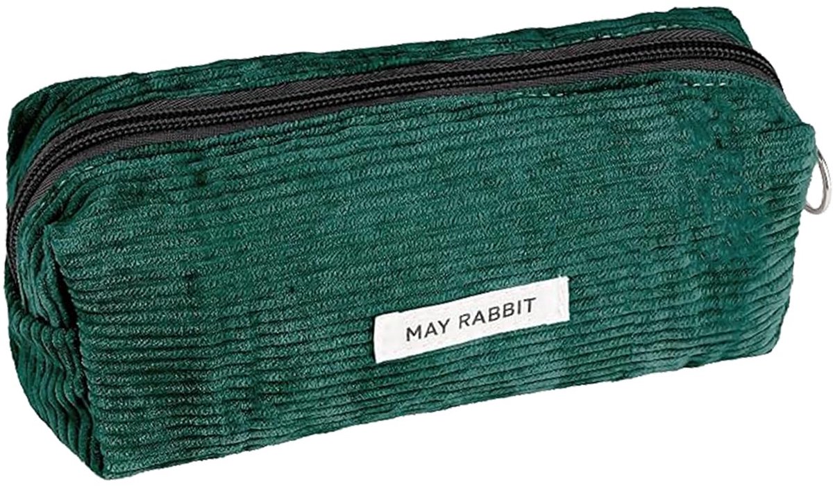 Etui Ribstof - Zacht Corduroy Pennenzak Klein voor School - Groen