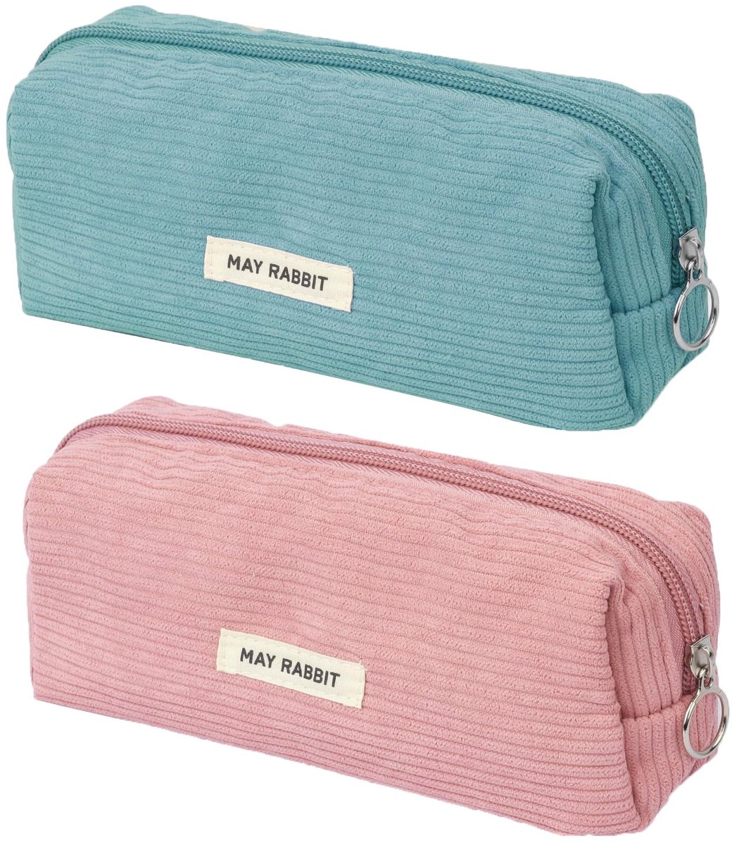 2 Stuks Pennenzak - Effen Corduroy Etui - Trendy voor School & Kantoor