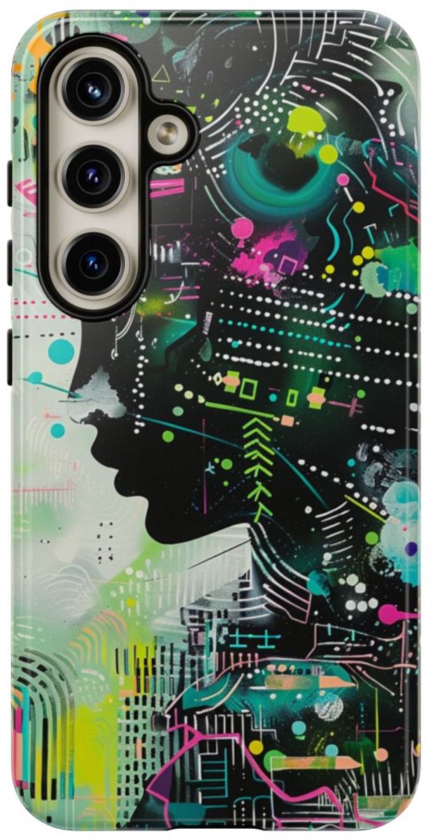 Abstract Neon Geometrisch Profiel – Telefoonhoesje Geschikt voor Samsung Galaxy S24
