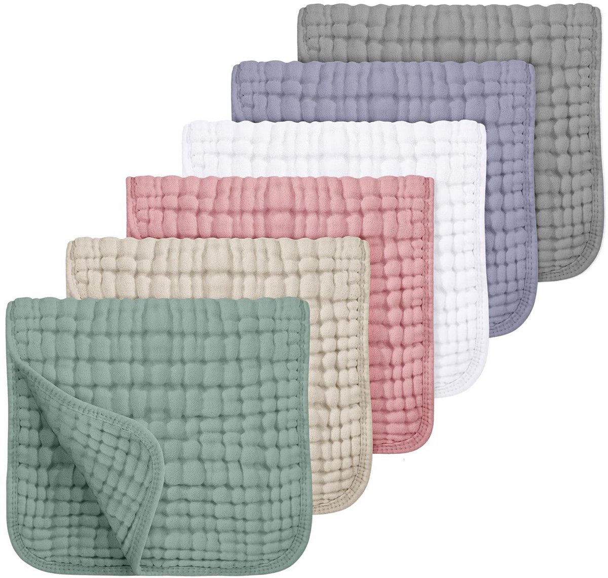 Image of 6 stuks mousseline boerendoeken, katoenen mousseline doeken, extra zachte en absorberende babyboerendoeken voor jongens en meisjes (veelkleurig, 25*45cm)
