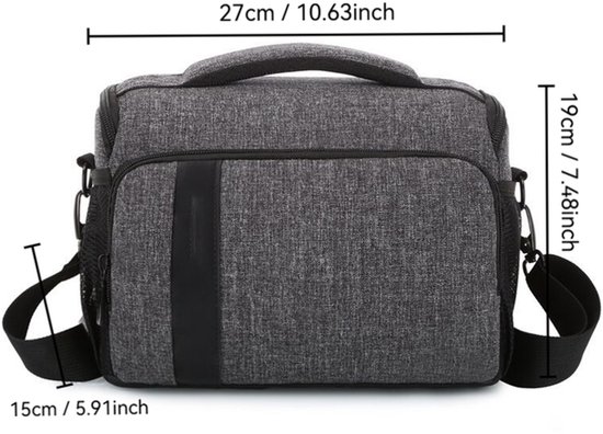 DSLR-camera-schoudertas - camera tas - Universele digitale cameratas - Tas voor fotoapparatuur - Draagbare cameratas - Multifunctionele camera-organizer - Grijs