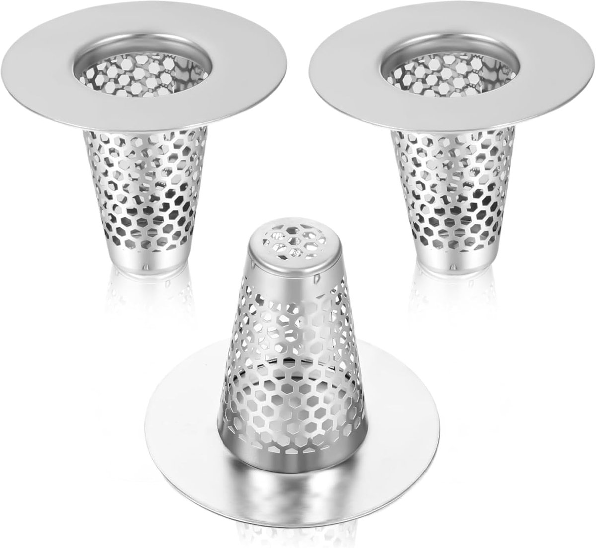 3-pack afvoerzeefjes voor wastafels van 1-2-1-6 inch- kleine taps toelopende stop van roestvrij staal voor wastafels- nutsvoorzieningen