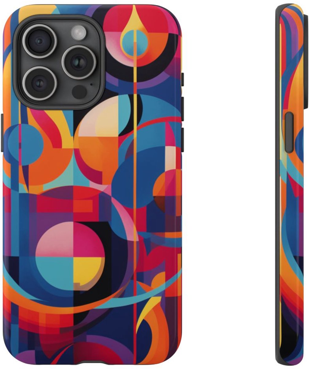 Vrolijke Geometrische Abstracte Kunst – Telefoonhoesje Geschikt voor iPhone 15 Pro Max