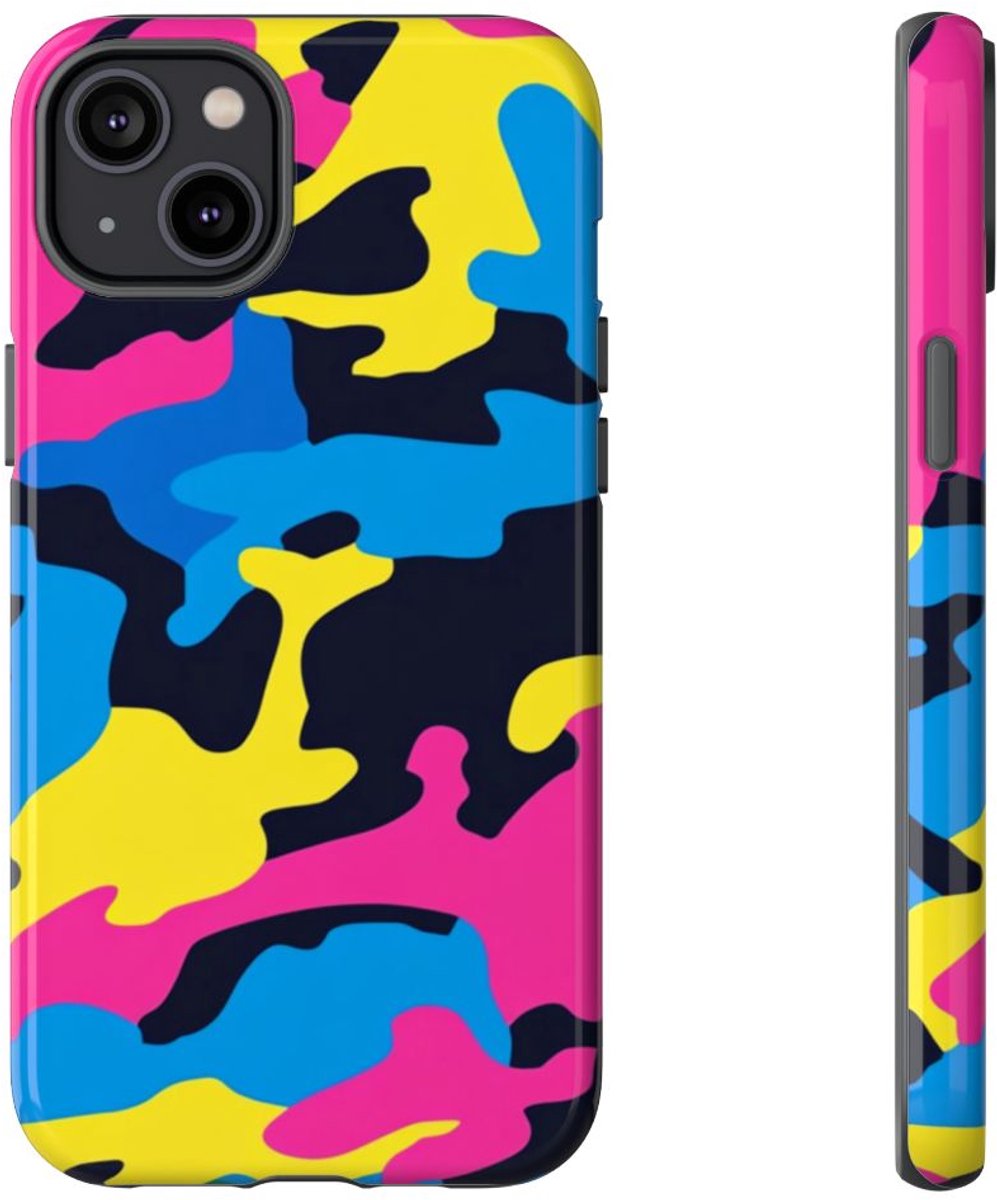 Neon Kleurrijk Camouflagepatroon – Telefoonhoesje Geschikt voor iPhone 14 Plus