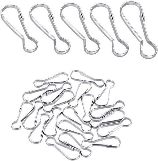 Thelau - Onbewerkte Sleutelhangers Set Van 30 Stuks Met 33 Mm Klemsluiting Hangers En Sleutelringen. Doe Het Zelf Accessoires Voor Lanyards, Tassen En Armbanden 8721322788866