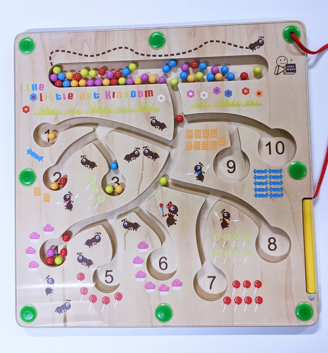 Magnetisch Labyrint Bord Mieren – Educatief Speelgoed voor Fijne Motoriek en Kleurherkenning (31 × 31 cm)