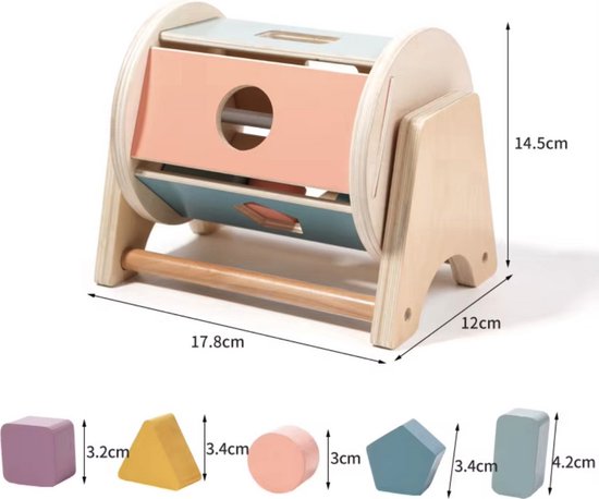 Shape Rolling Drum - Montessori Speelgoed - Speelgoed - Baby Speelgoed - Baby Speelgoed 6 maanden - Speelgoed 1 Jaar - Kinderspeelgoed - Myka's van Merkloos — afbeelding 3