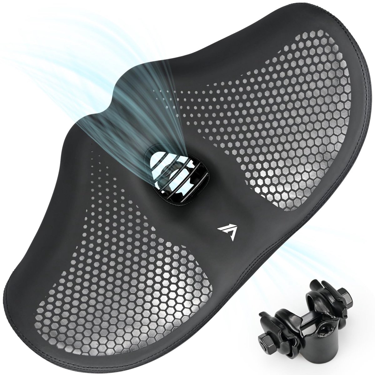 KOOOGEAR Oversized fietszadel voor mannen en vrouwen, comfortabel, extra breed, ademend, ergonomisch, universeel vervangend fietszadel voor mountainbikes, stadsfietsen, e-bikes, hometrainers (zwart)