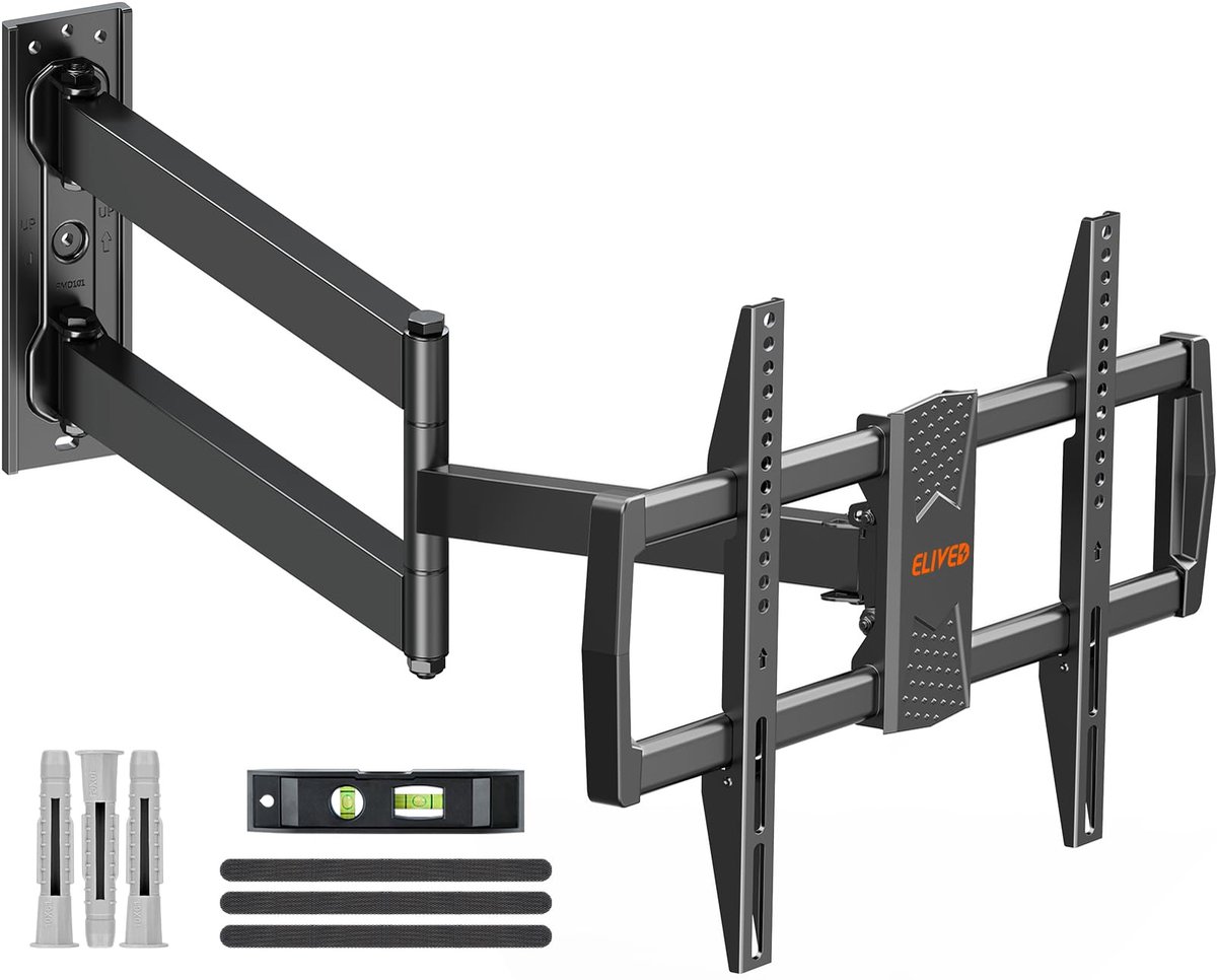 ELIVED TV-muurbeugel met extra lange knikarm 813 mm voor de meeste 37-75 inch tv's tot 45 kg, kantelbare, draaibare en roteerbare muurbeugel TV max. VESA 600 x 400 mm EV1036