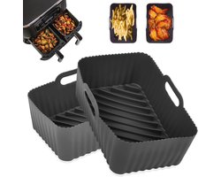 2 stuks siliconen airfryer-liners Geschikt voor Ninja Foodi Dual DZ201, antiaanbak-airfryermandaccessoires, herbruikbare liners voor 8 liter